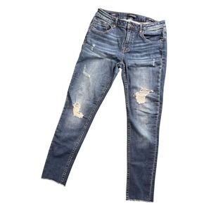 Vigoss Jagger Skinny Jeans Womens 29 Medium Wash Distressed Raw Hem Classic Fit